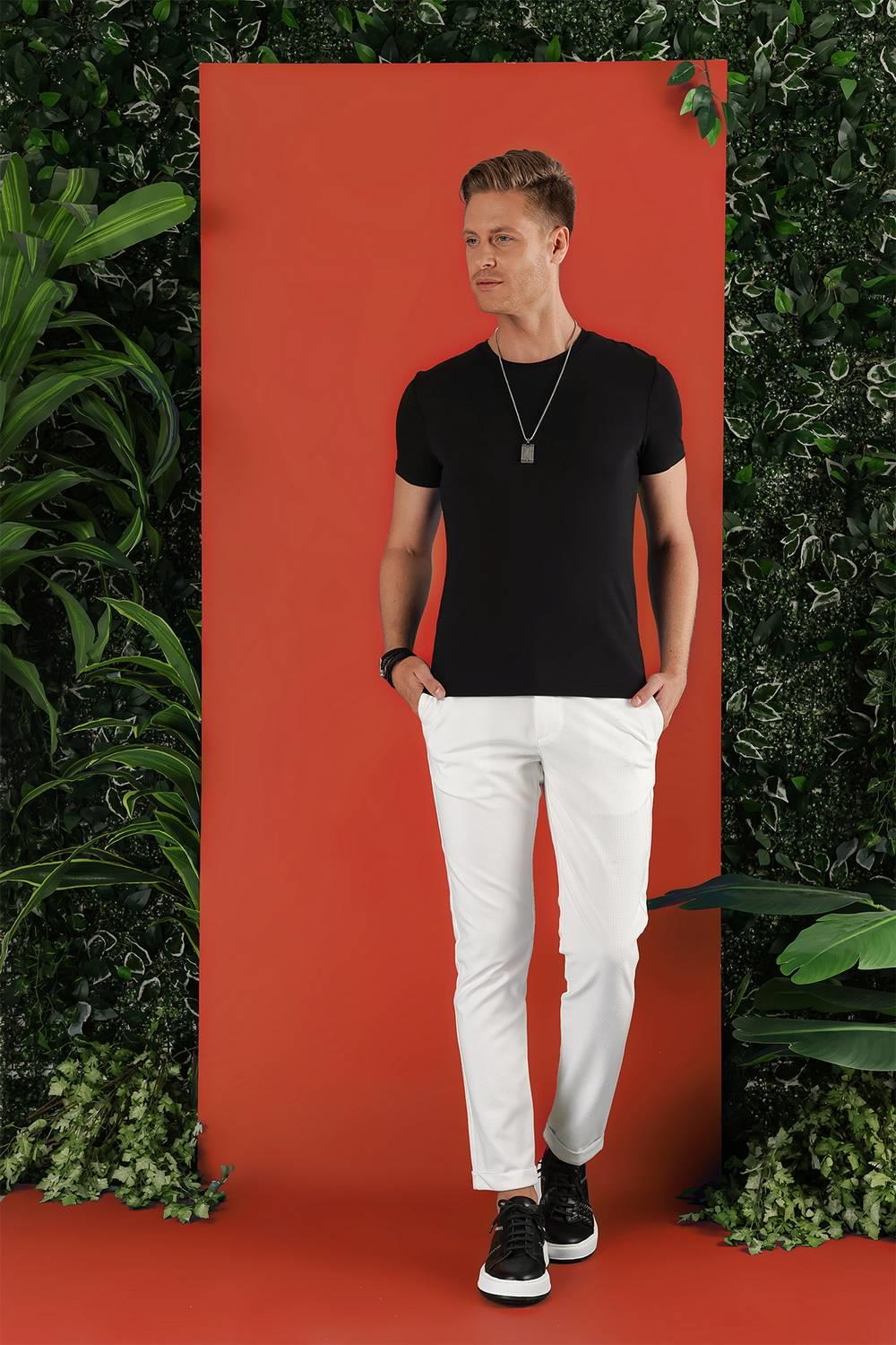 Ts 823 Slim Fit Bisiklet Yaka Düz Pamuklu Siyah Tişört