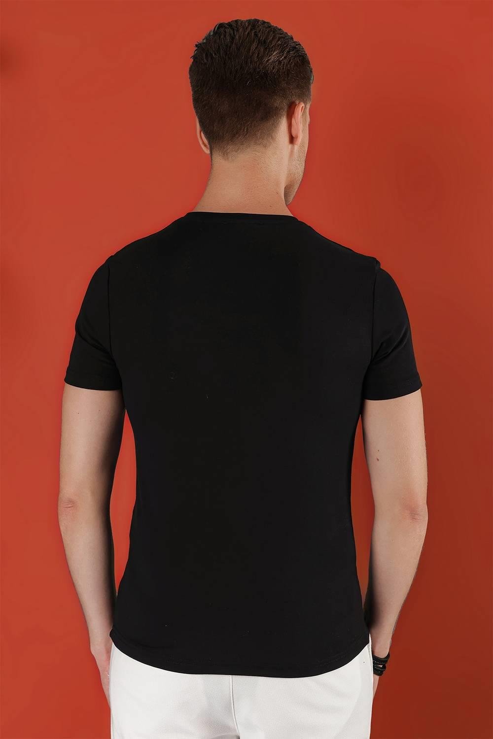 Ts 823 Slim Fit Bisiklet Yaka Düz Pamuklu Siyah Tişört