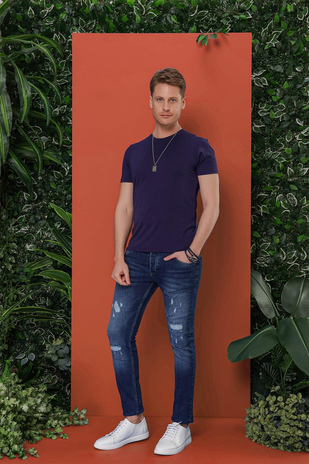 TS 846 Lacivert Spor T-Shirt