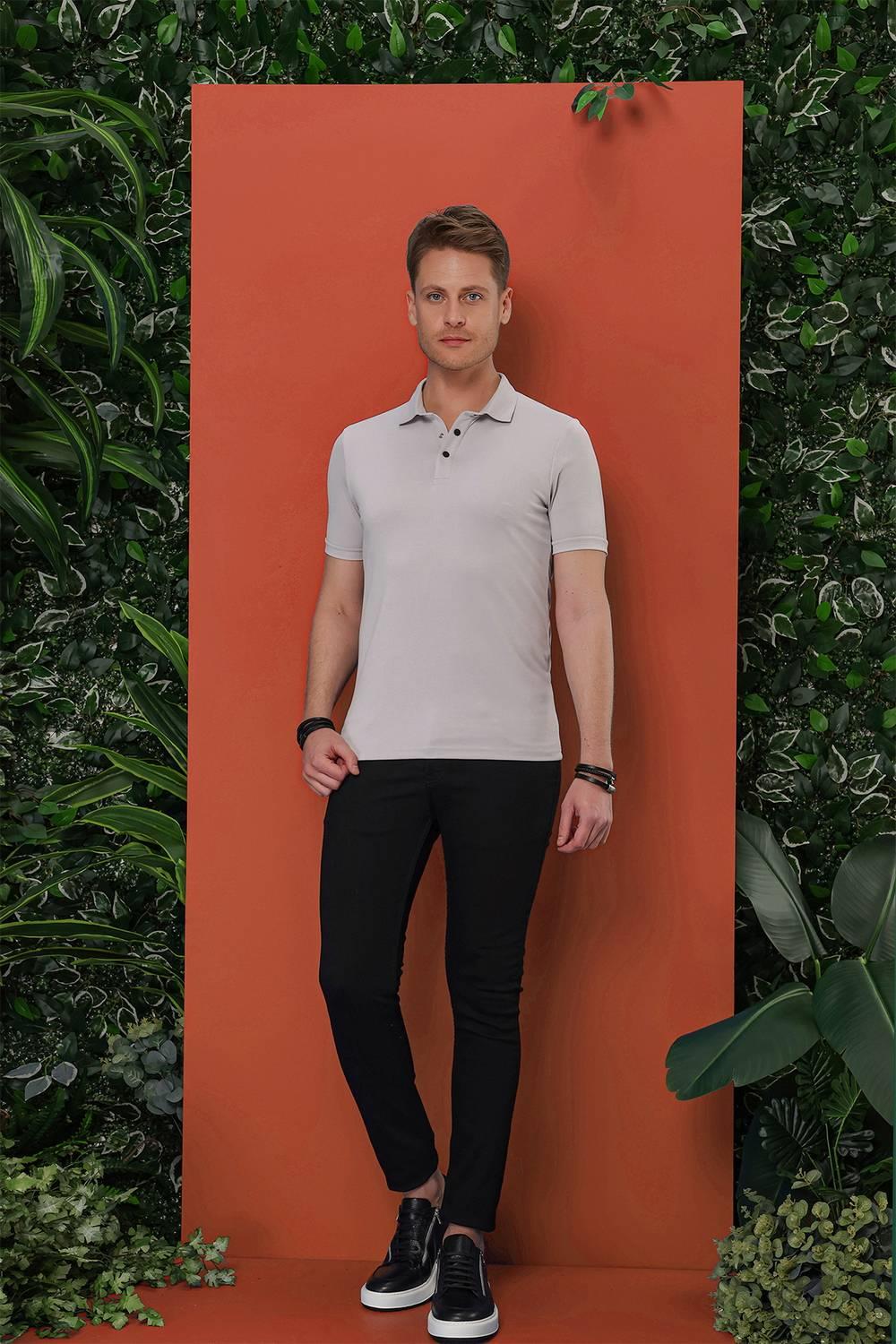 TS 848 Açık Gri Spor T-Shirt