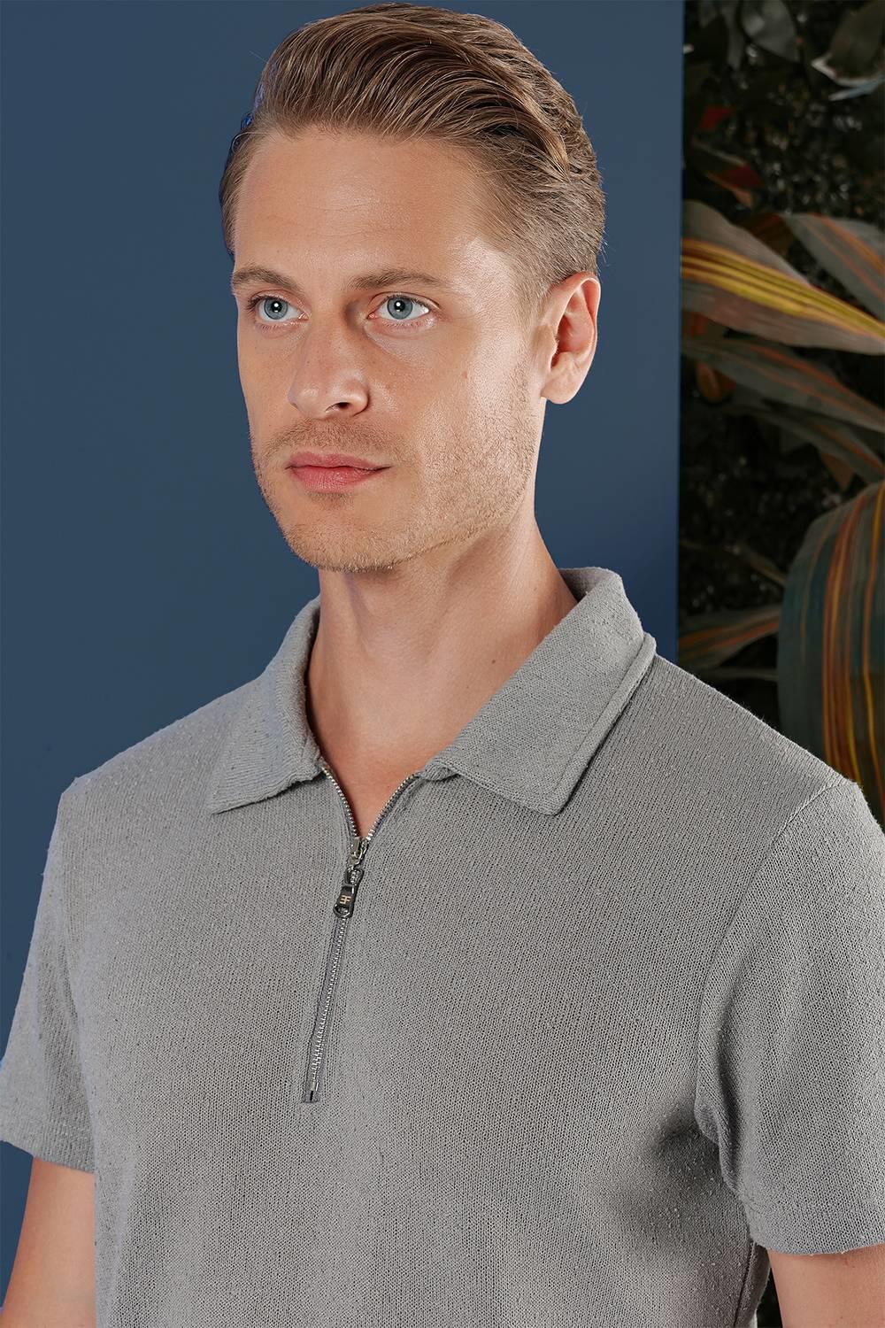 TS 871 Slim Fit Gri Spor T-Shirt
