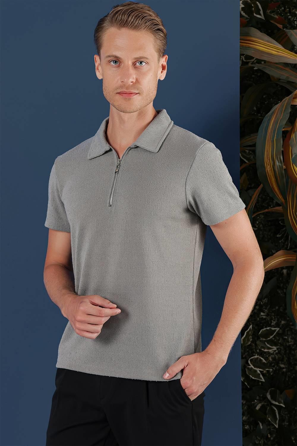 TS 871 Slim Fit Gri Spor T-Shirt