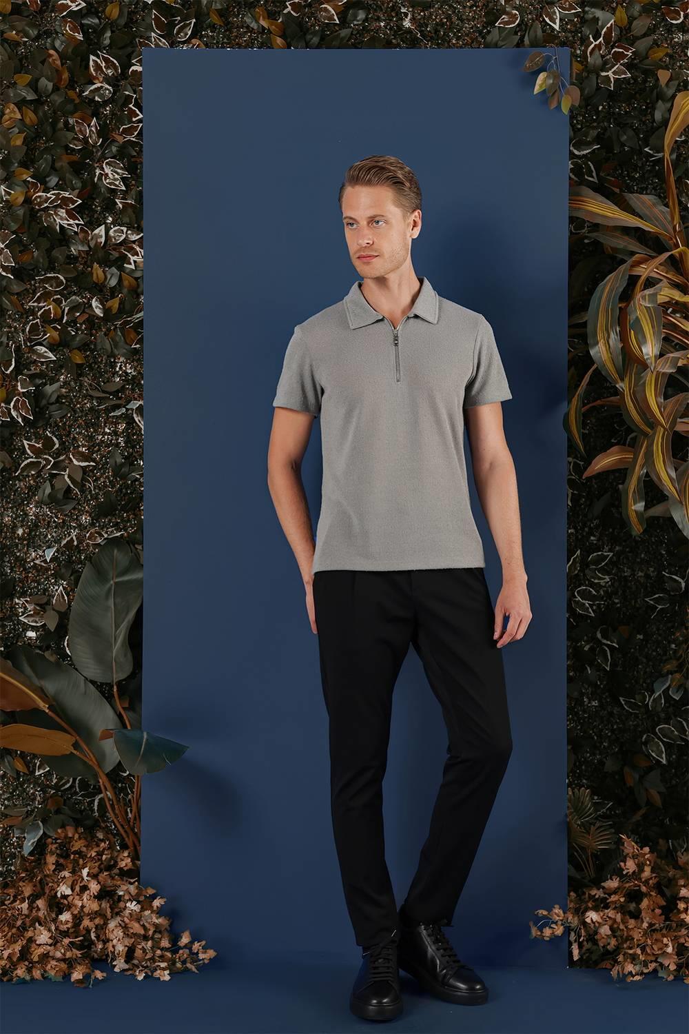 TS 871 Slim Fit Gri Spor T-Shirt