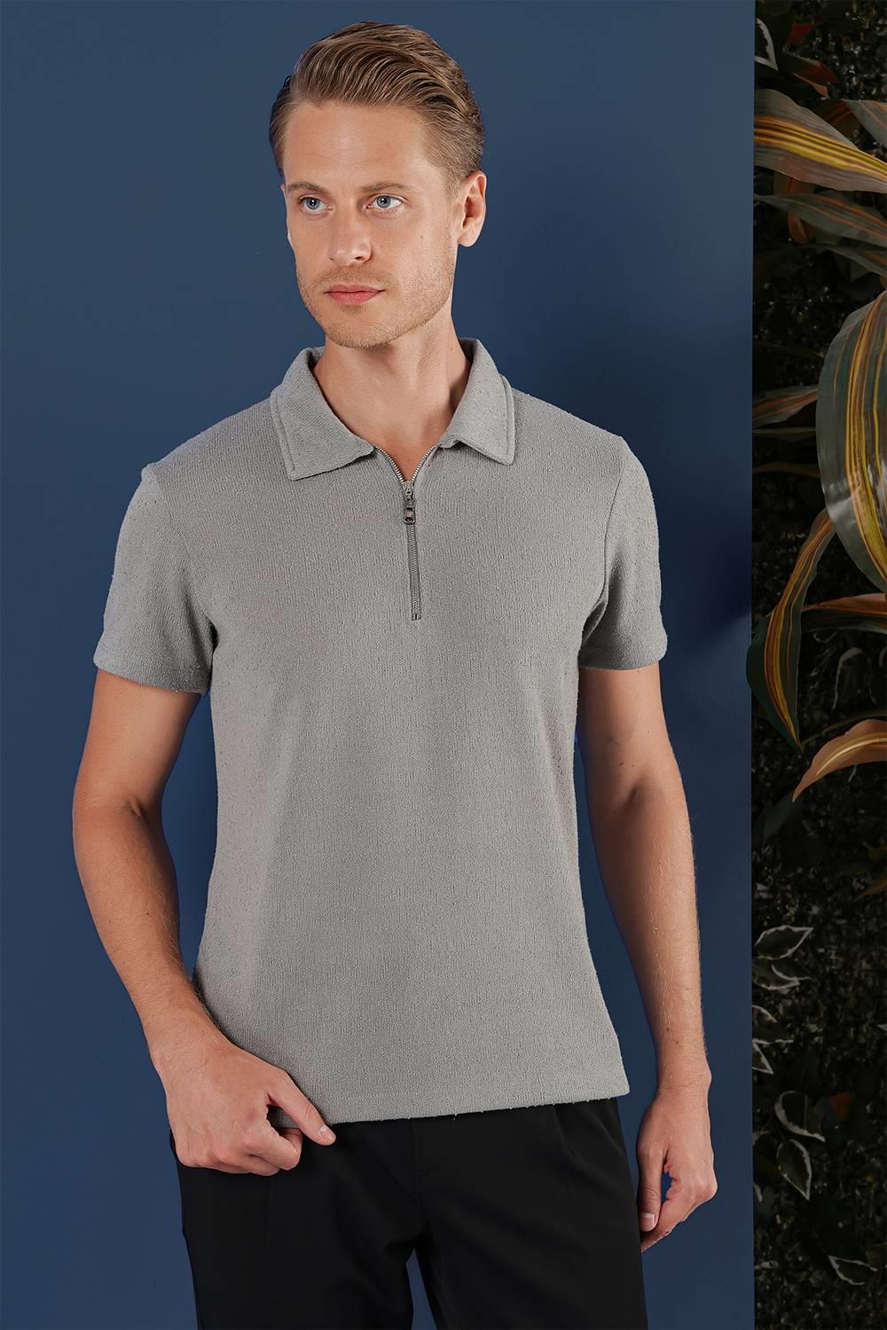 TS 871 Slim Fit Gri Spor T-Shirt