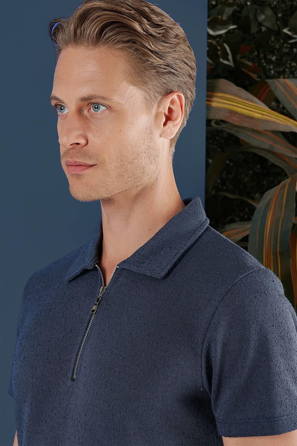TS 871 Slim Fit İndigo Spor T-Shirt