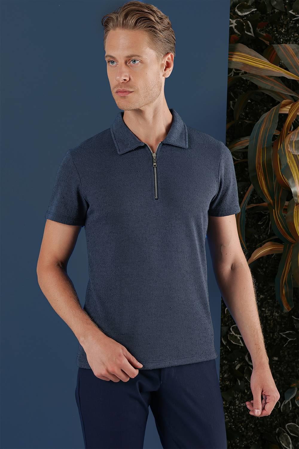 TS 871 Slim Fit İndigo Spor T-Shirt