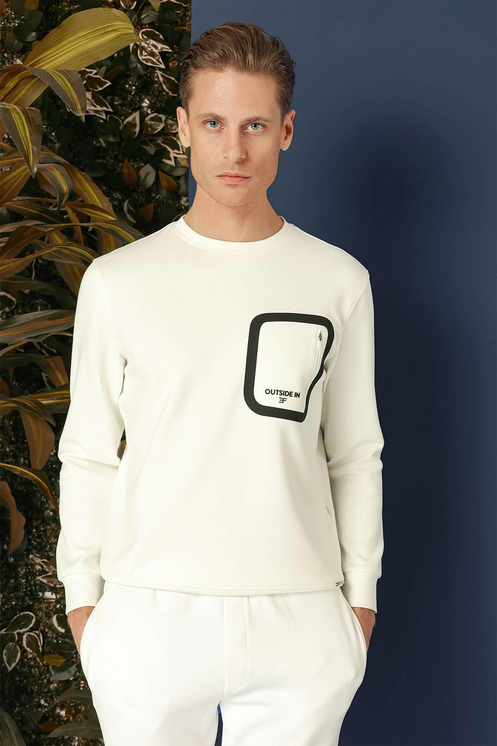 TS 874 Slim Fit Ekru Spor T-Shirt