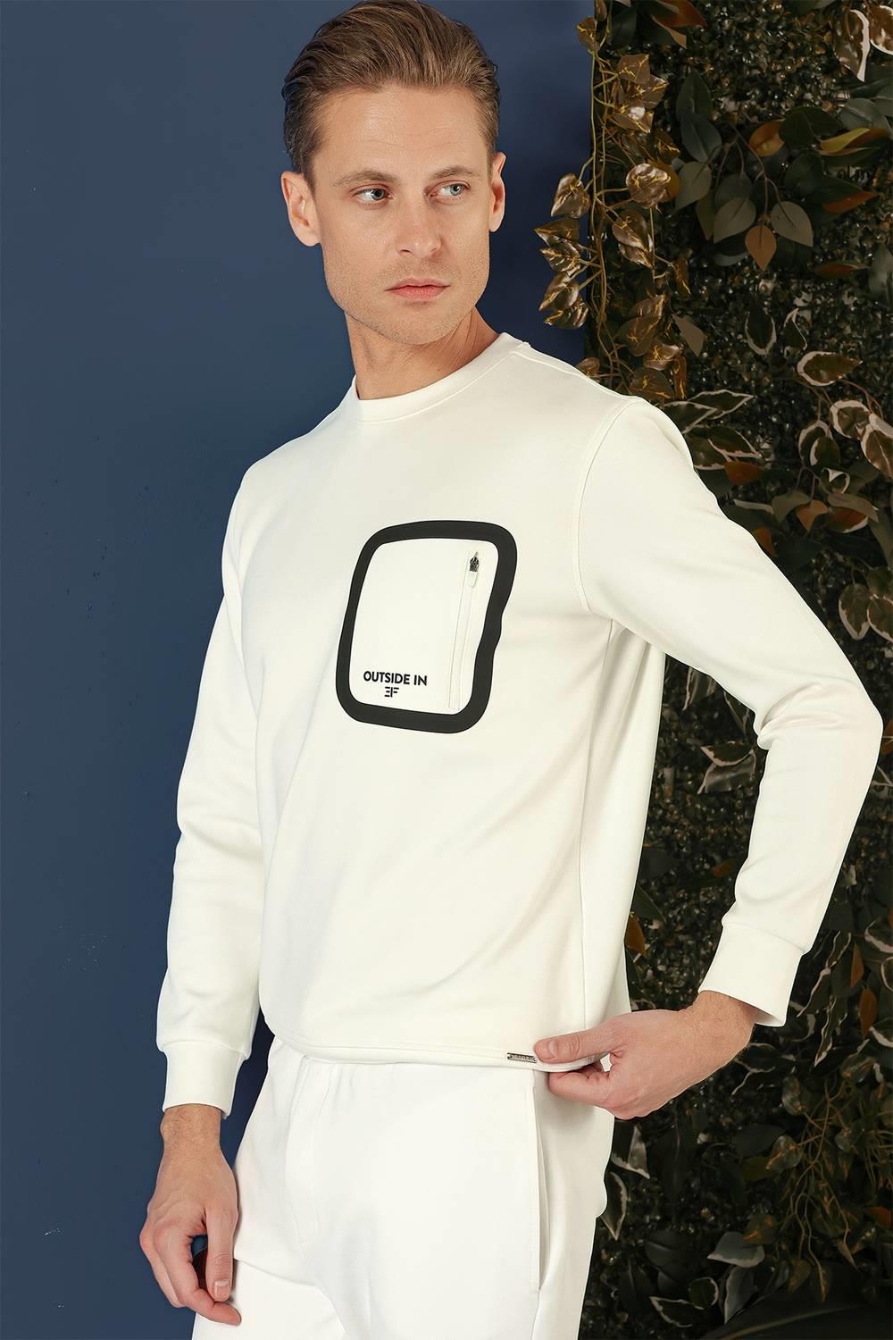 TS 874 Slim Fit Ekru Spor T-Shirt