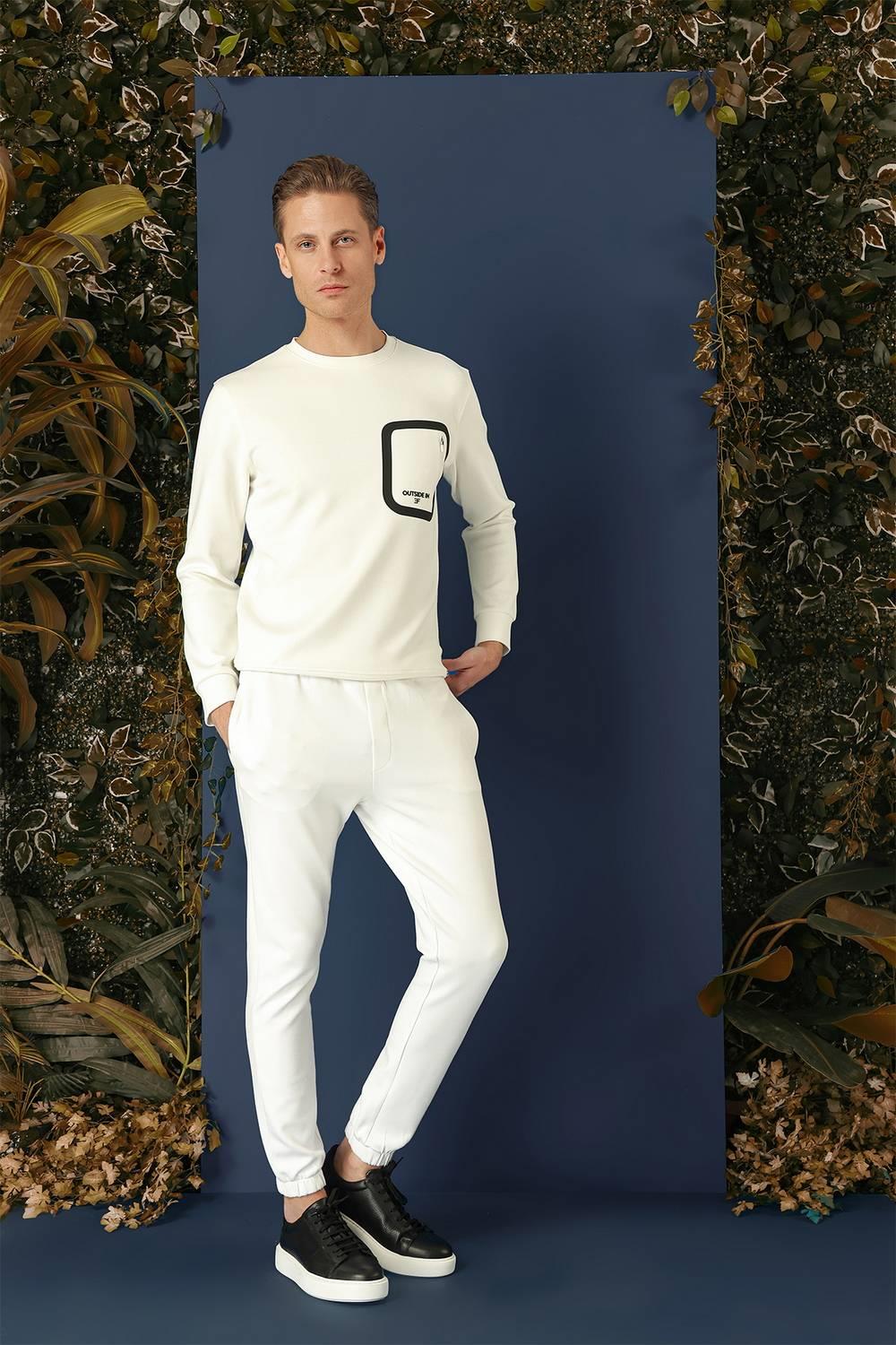 TS 874 Slim Fit Ekru Spor T-Shirt