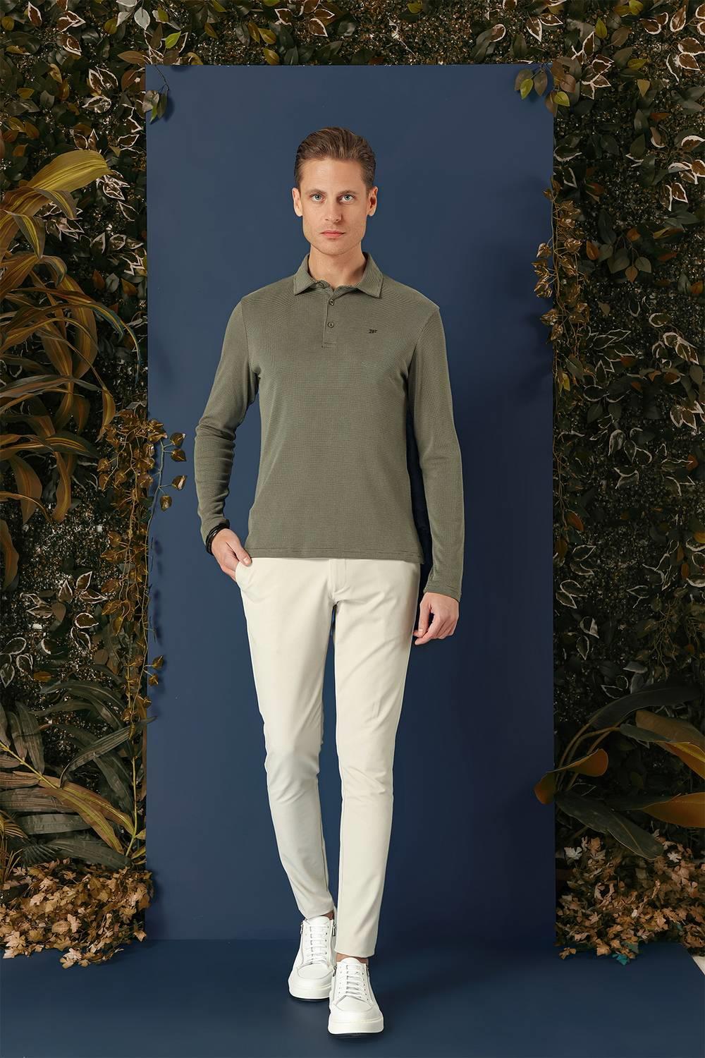 TS 875 Slim Fit Haki Spor T-Shirt