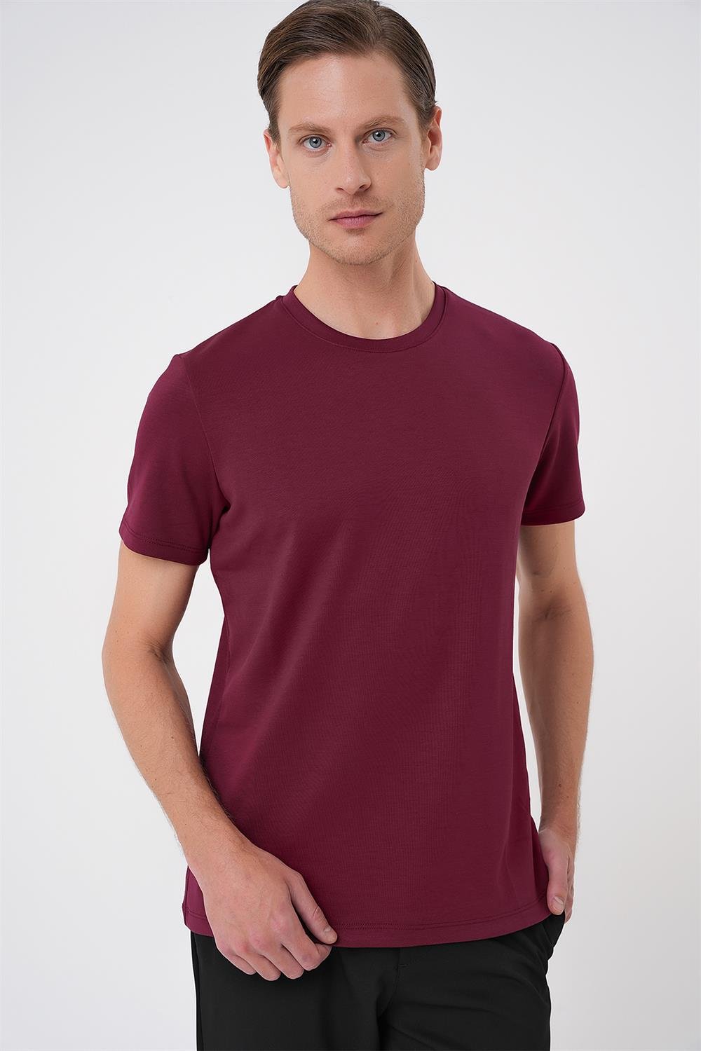 TS 885 Slim Fit Bordo Spor T-Shirt