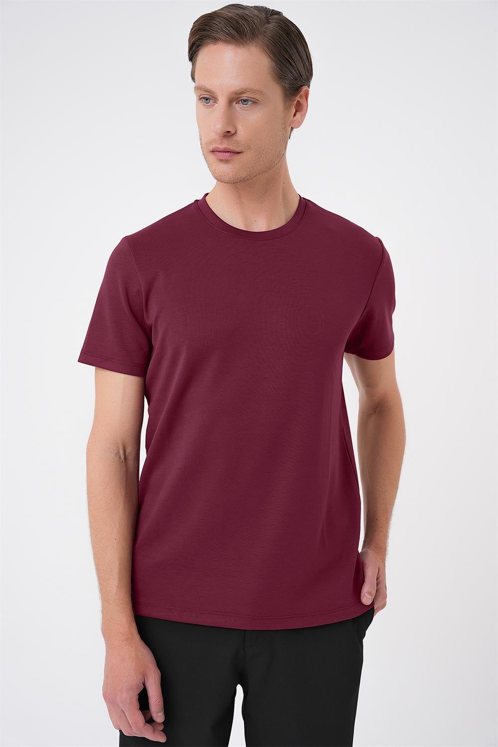 TS 885 Slim Fit Bordo Spor T-Shirt