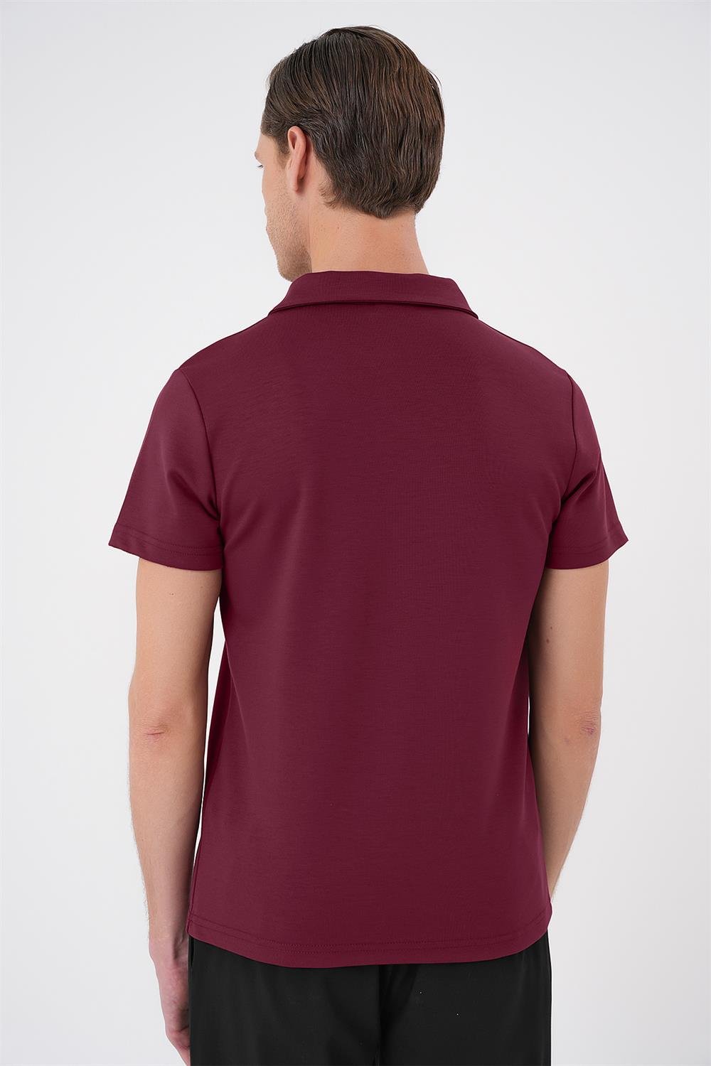 TS 886 Slim Fit Bordo Spor T-Shirt