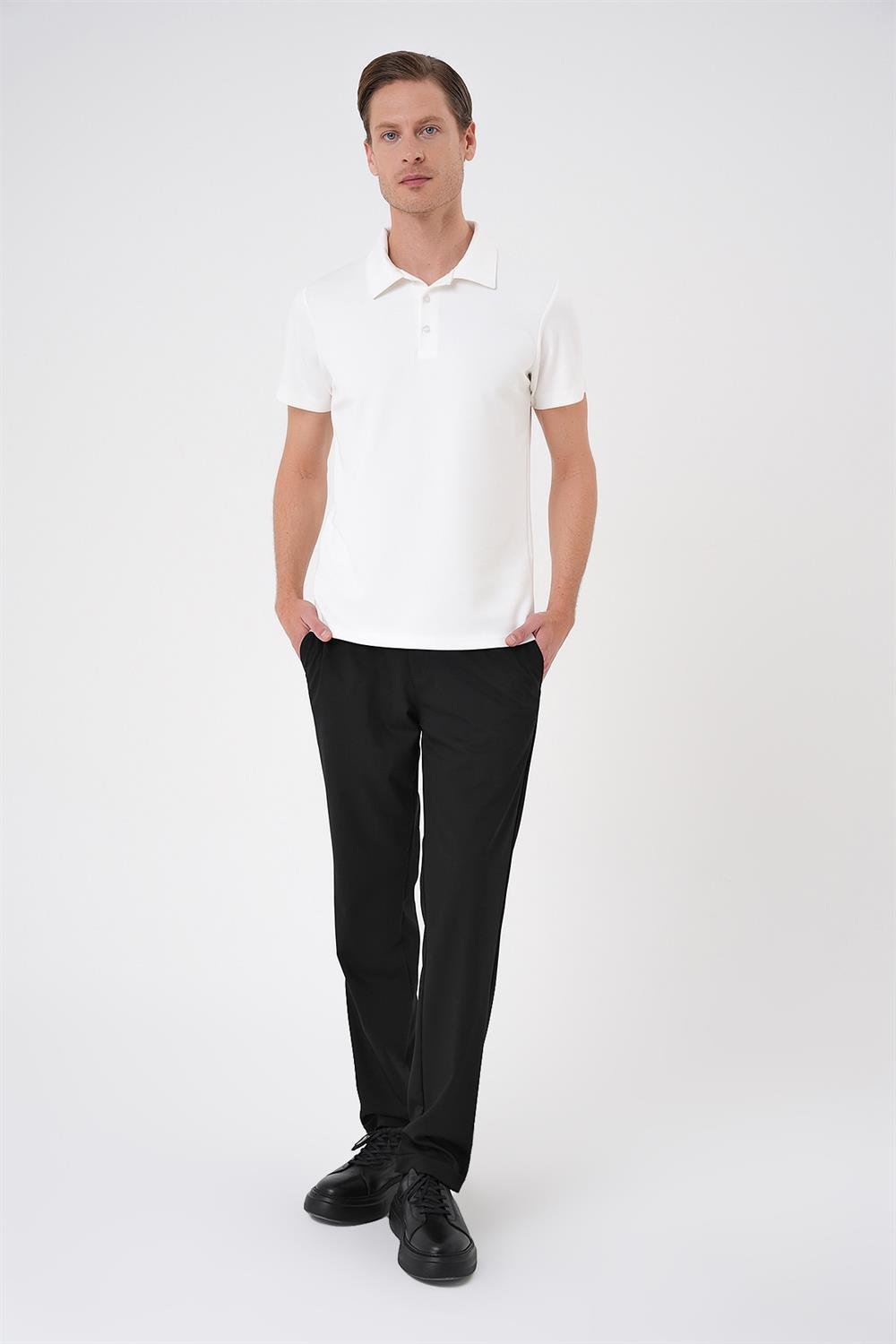 TS 886 Slim Fit Ekru Spor T-Shirt