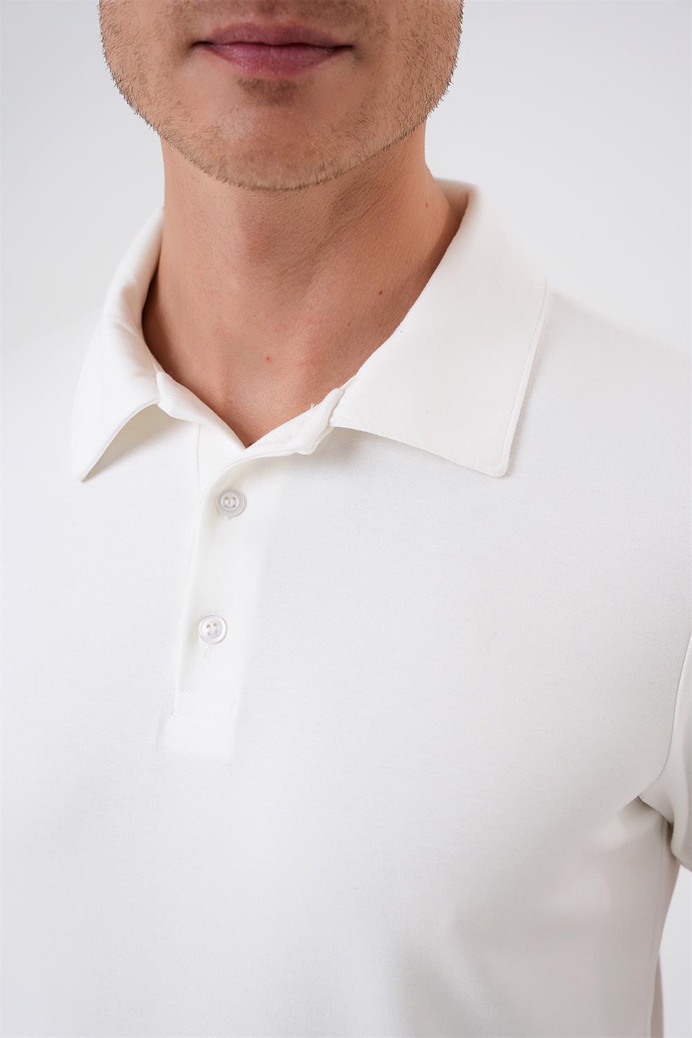 TS 886 Slim Fit Ekru Spor T-Shirt