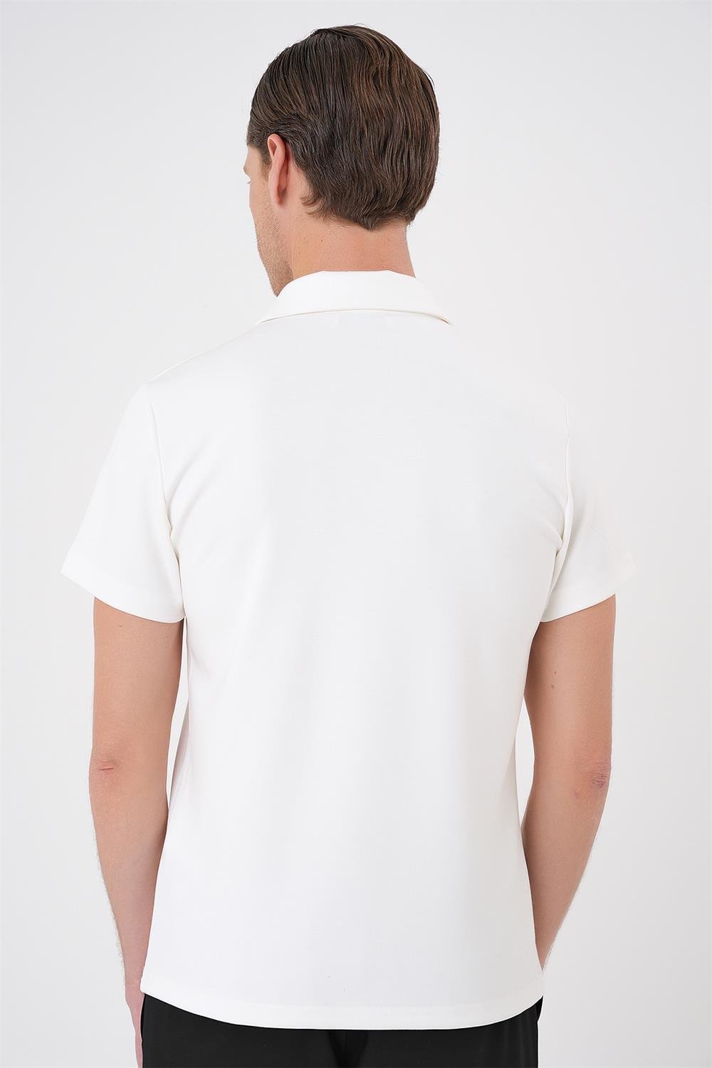 TS 886 Slim Fit Ekru Spor T-Shirt