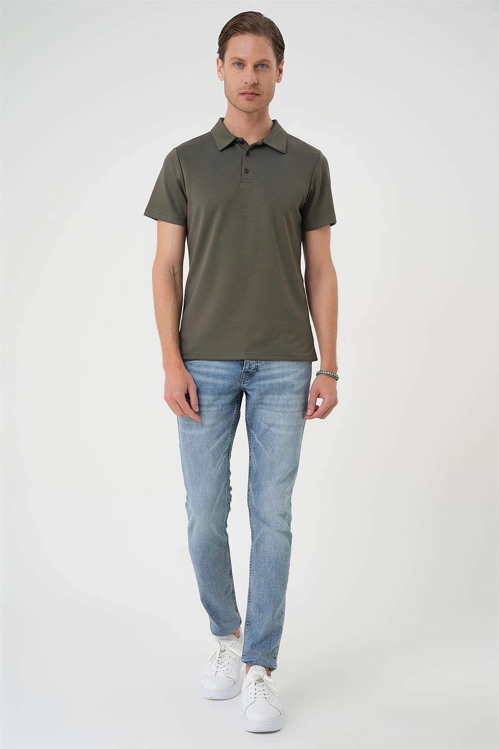 TS 886 Slim Fit Haki Spor T-Shirt