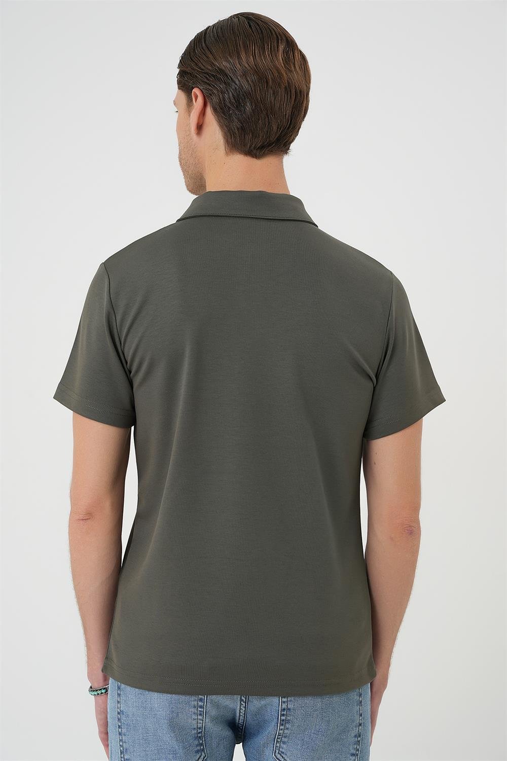 TS 886 Slim Fit Haki Spor T-Shirt