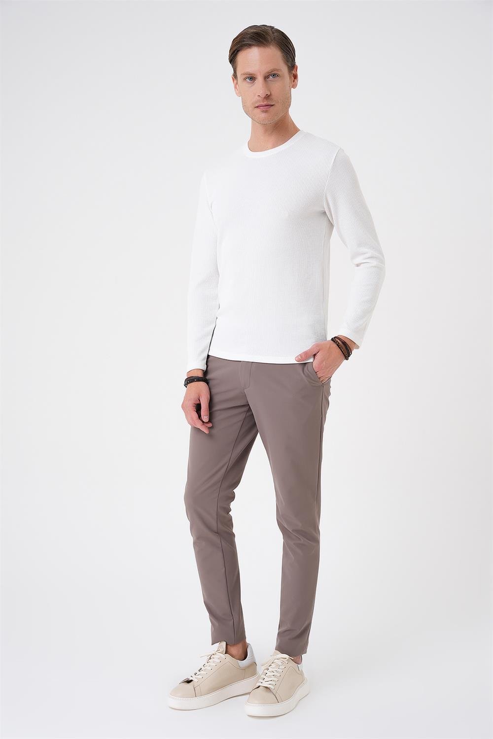 TS 887 Slim Fit Beyaz T-Shirt