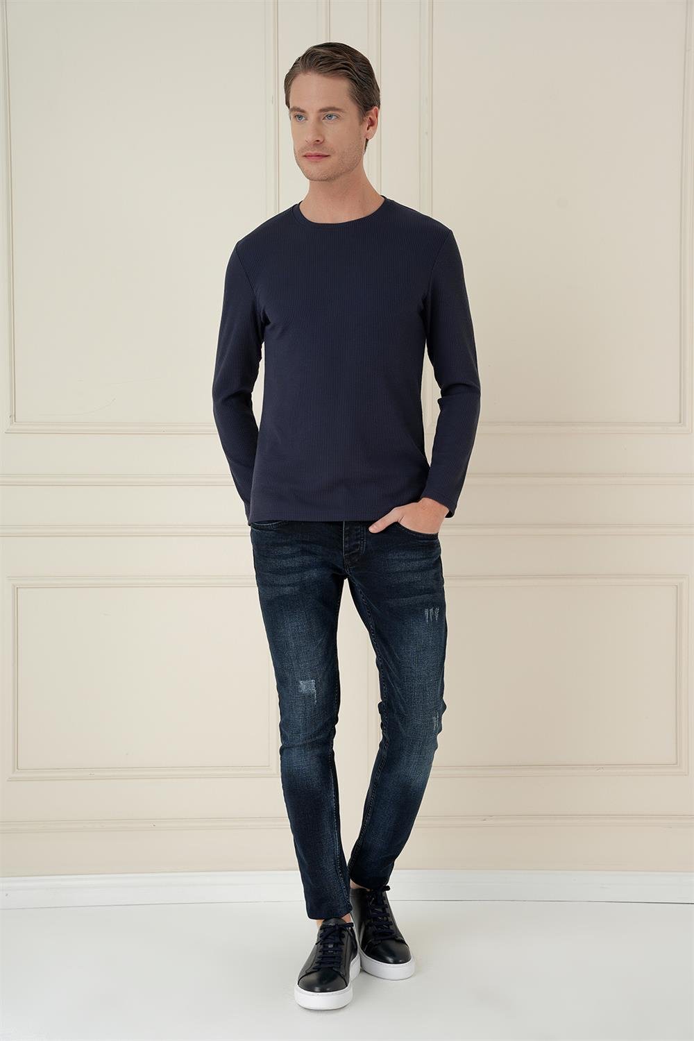 TS 887 Slim Fit Lacivert T-Shirt