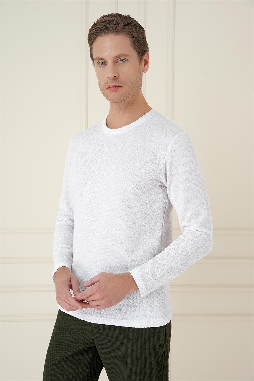 TS 889 Slim Fit Beyaz Spor T-Shirt