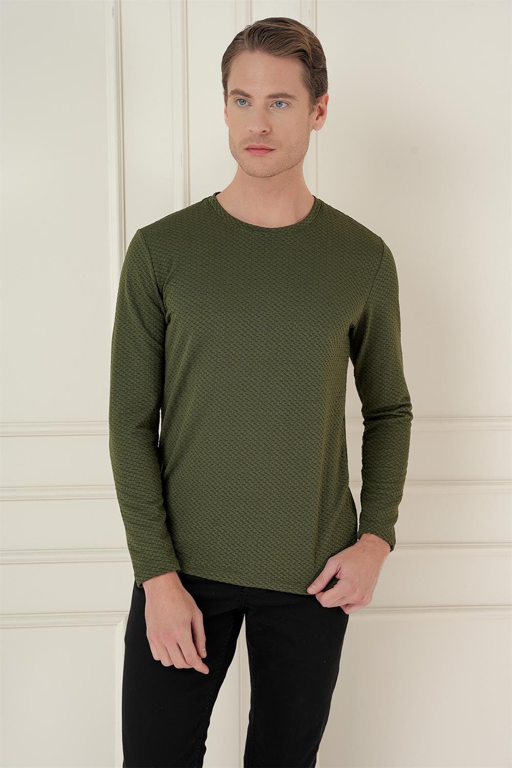 TS 889 Slim Fit Haki Spor T-Shirt
