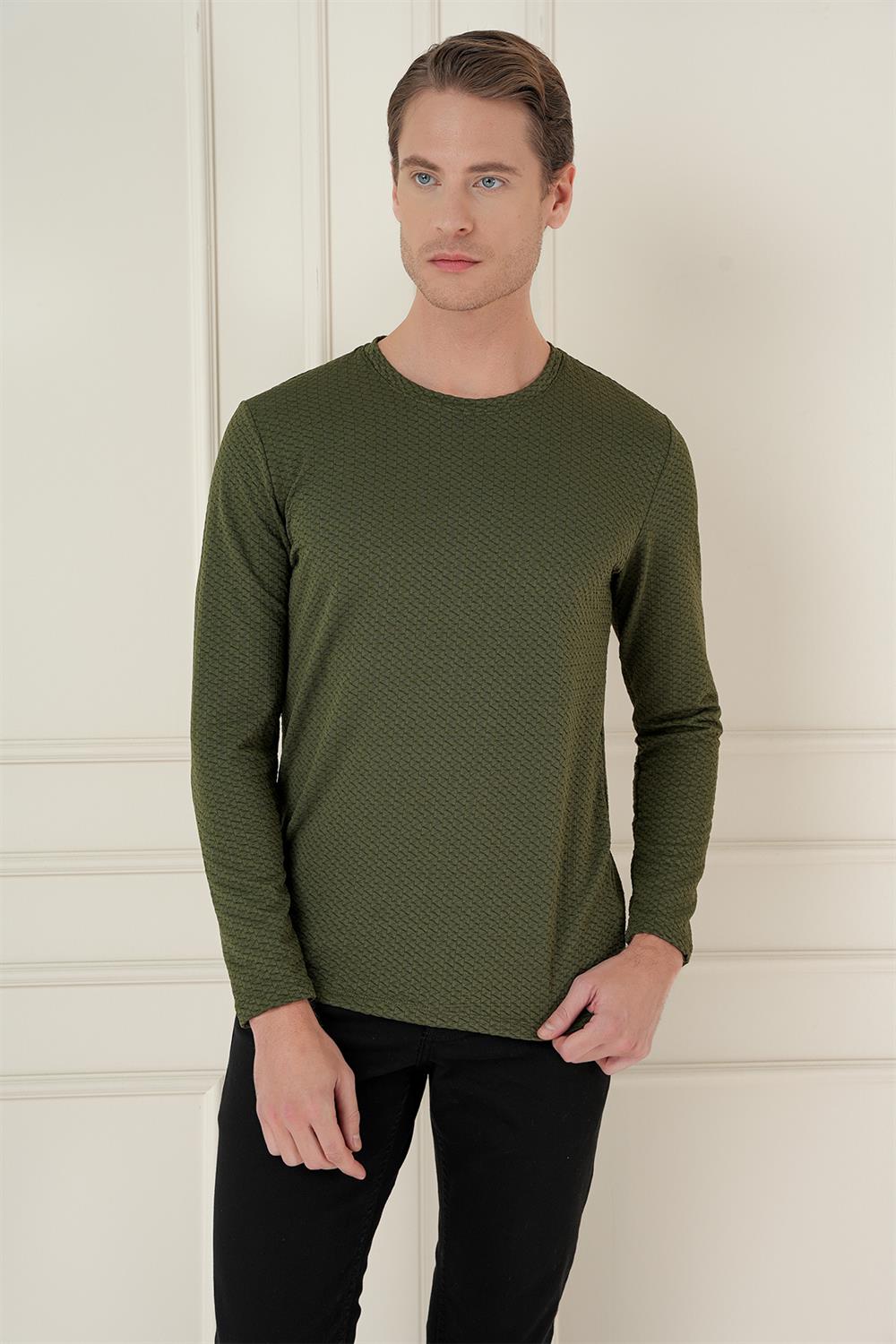TS 889 Slim Fit Haki Spor T-Shirt