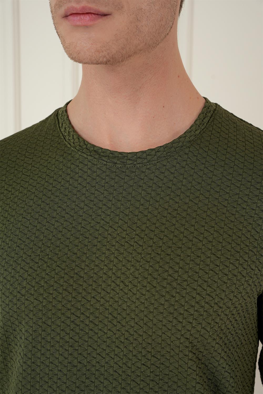 TS 889 Slim Fit Haki Spor T-Shirt