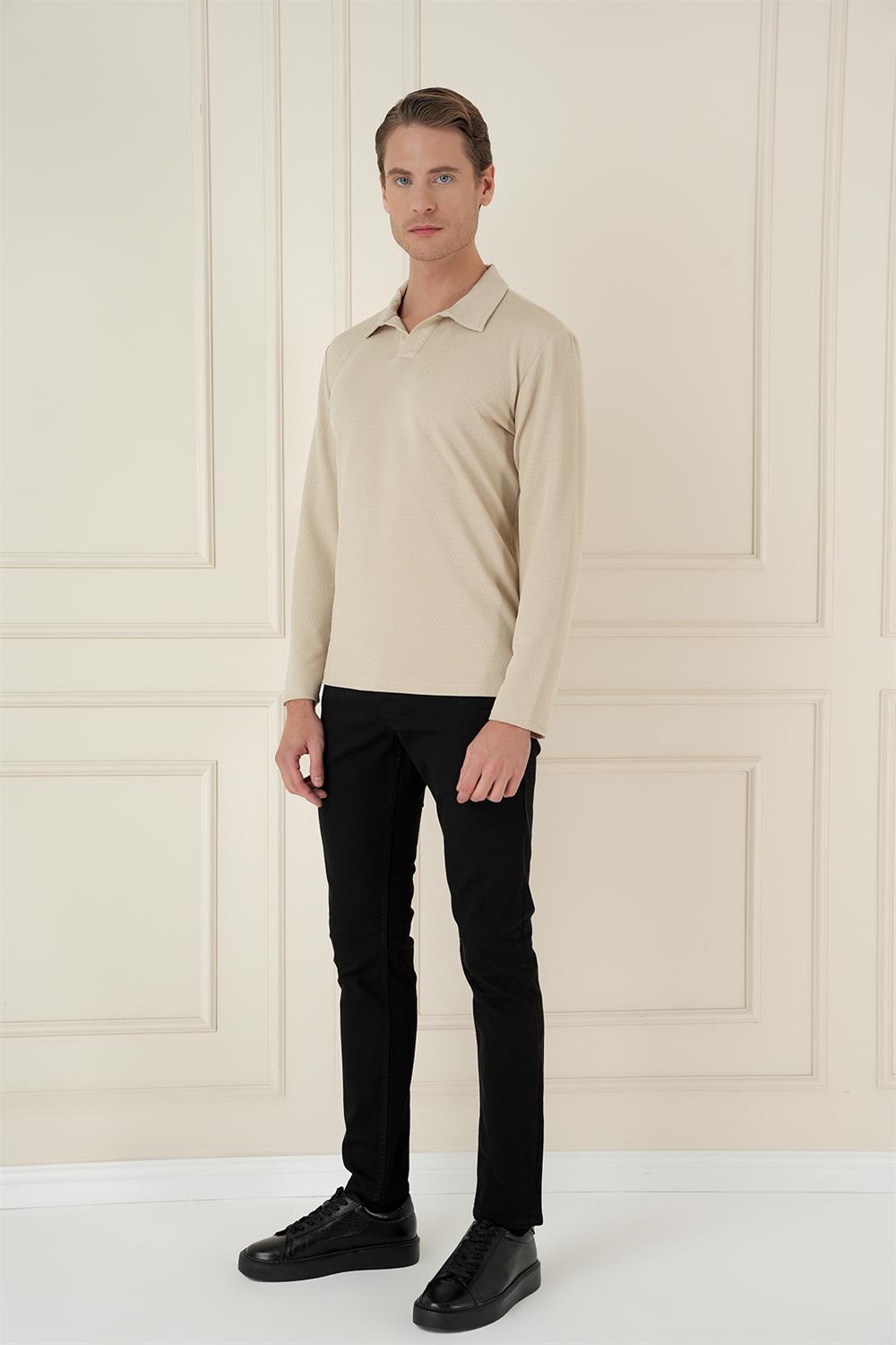 TS 890 Slim Fit Bej Spor T-Shirt