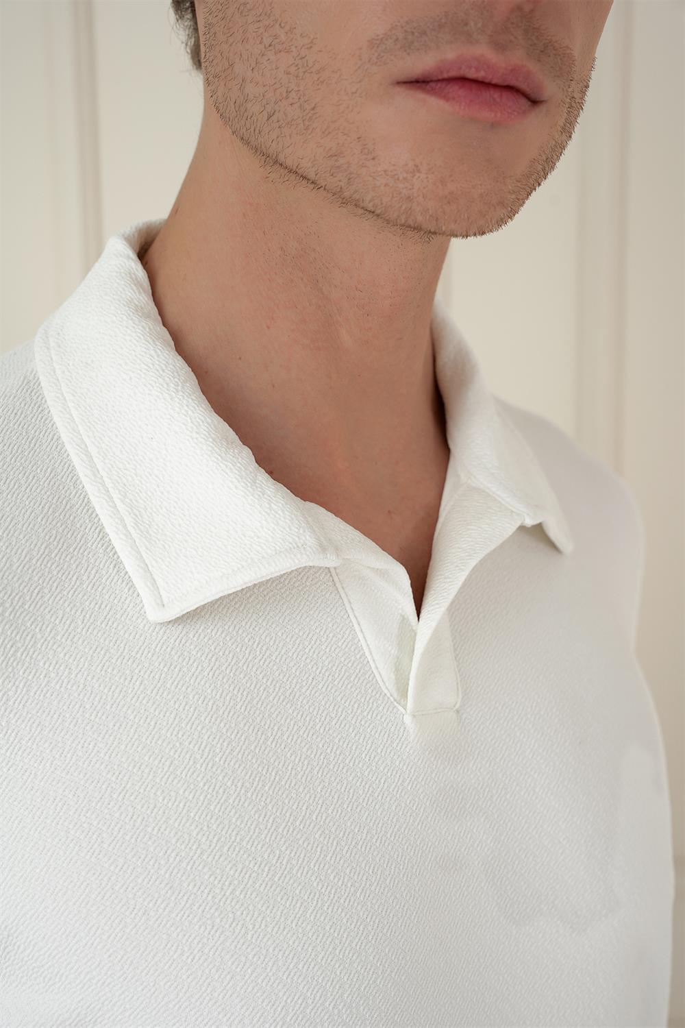 TS 890 Slim Fit Ekru Spor T-Shirt
