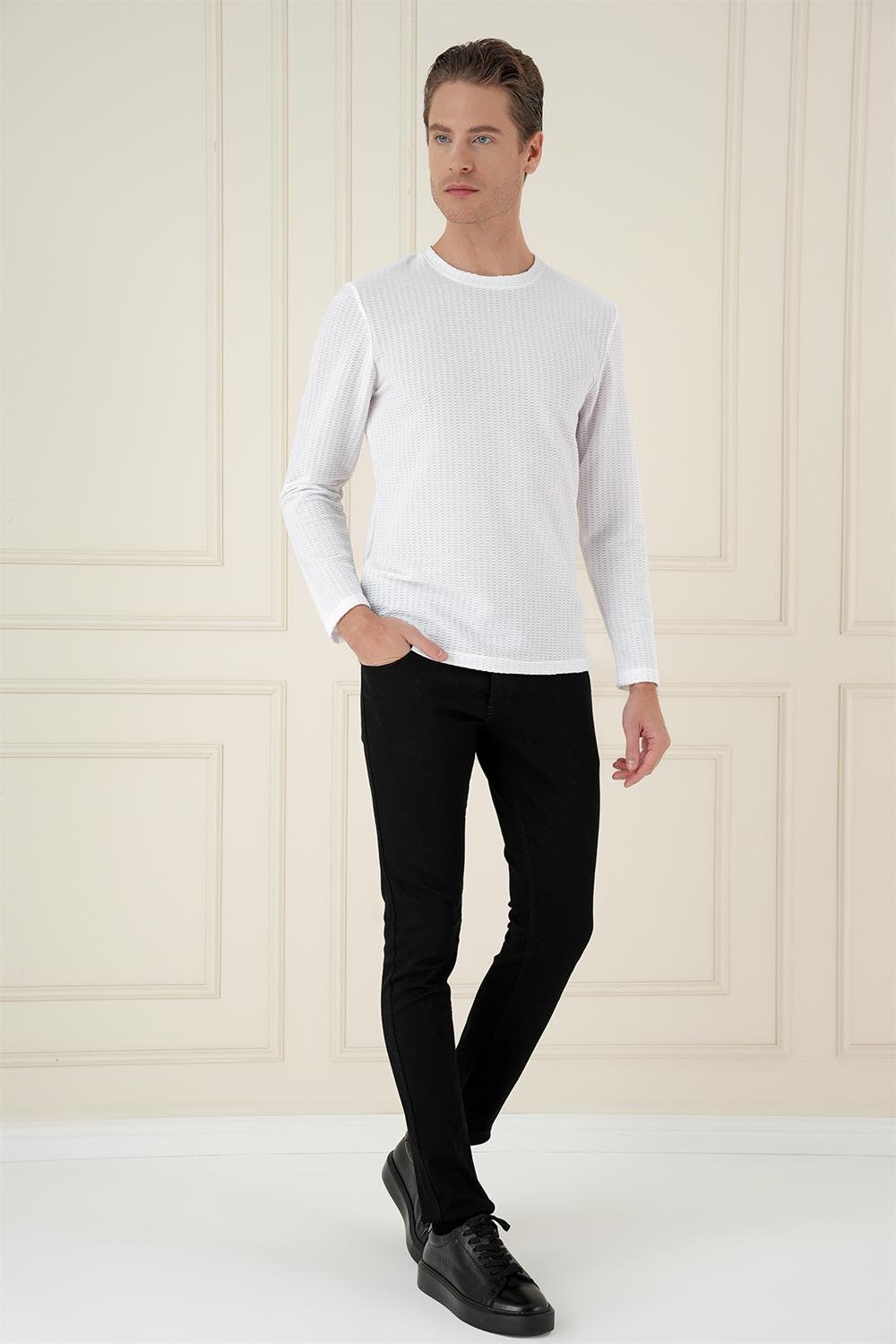 TS 891 Slim Fit Beyaz Spor T-Shirt