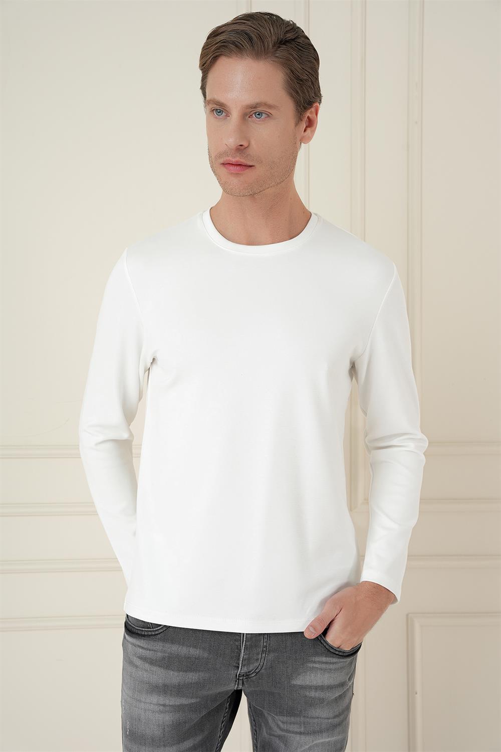 TS 892 Slim Fit Ekru Spor T-Shirt