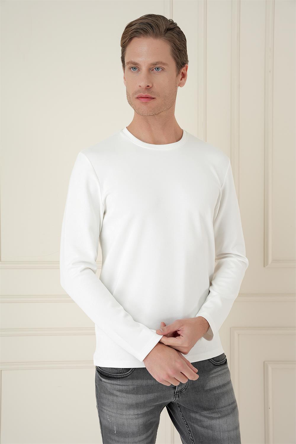 TS 892 Slim Fit Ekru Spor T-Shirt
