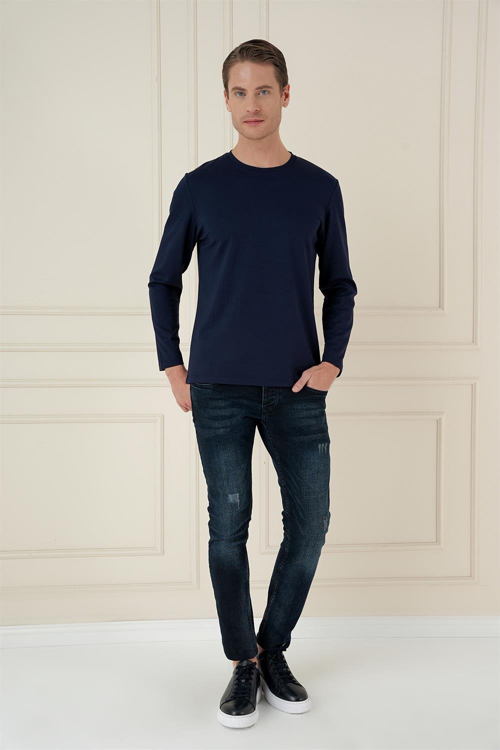 TS 892 Slim Fit Lacivert Spor T-Shirt