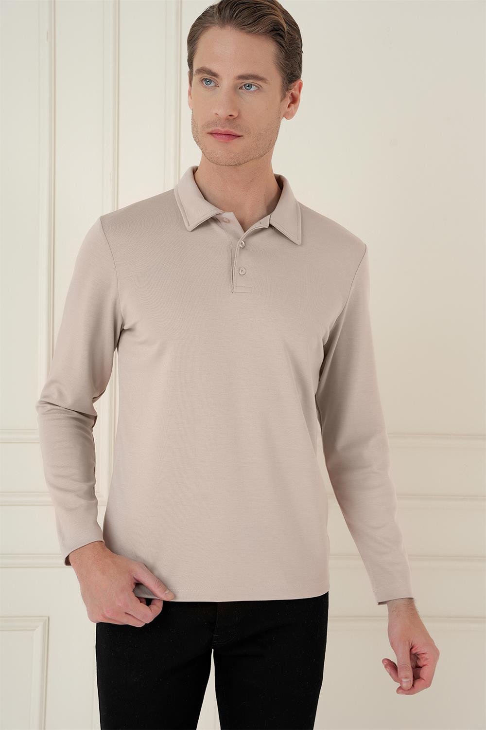 TS 893 Slim Fit Bej Spor T-Shirt