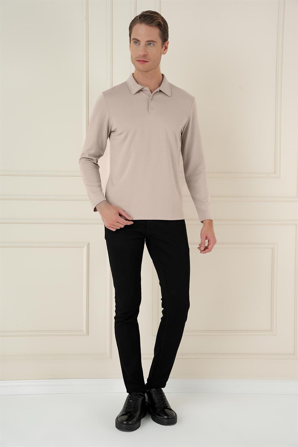 TS 893 Slim Fit Bej Spor T-Shirt