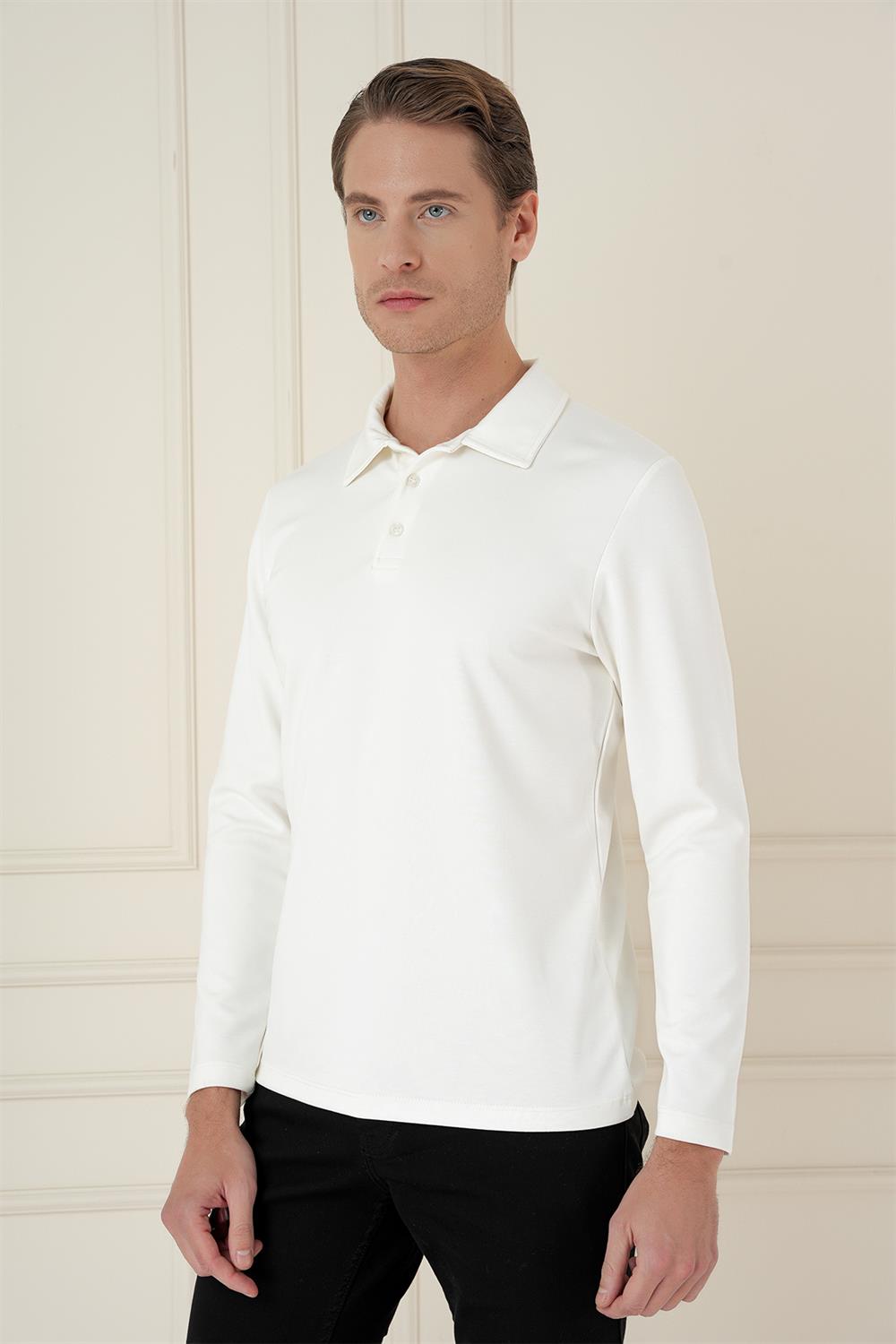 TS 893 Slim Fit Ekru Spor T-Shirt