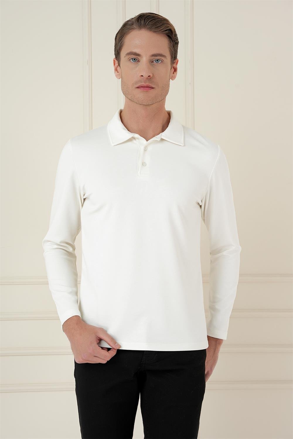 TS 893 Slim Fit Ekru Spor T-Shirt