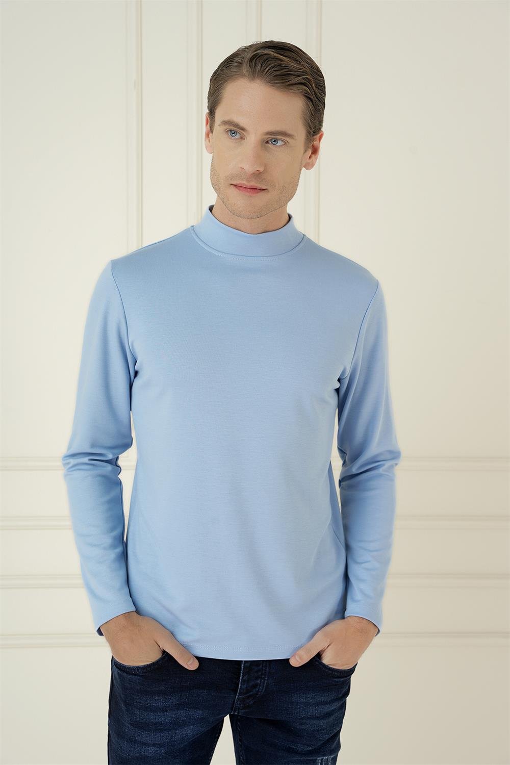 TS 894 Slim Fit Açık Mavi Spor T-Shirt