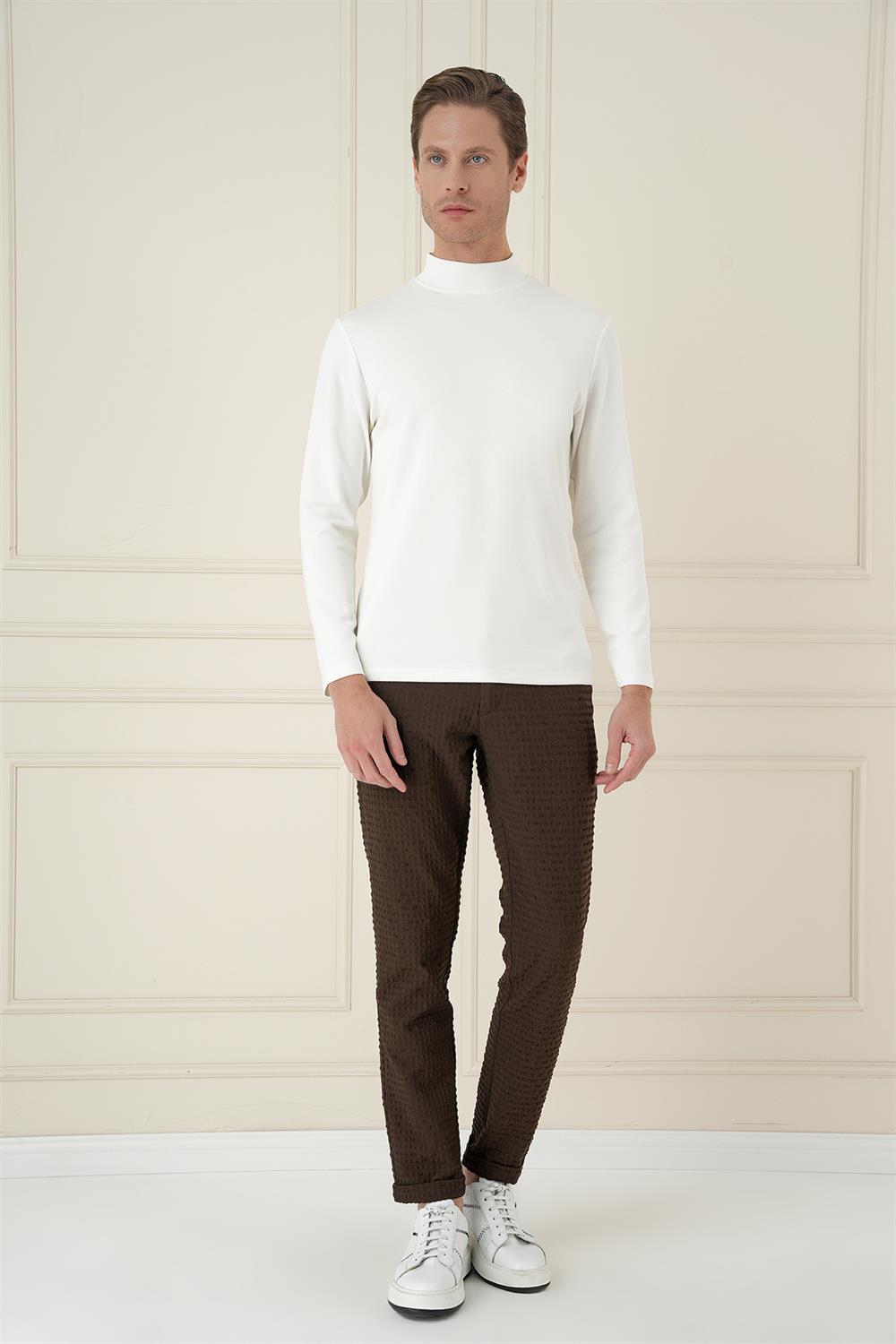 TS 894 Slim Fit Ekru Spor T-Shirt