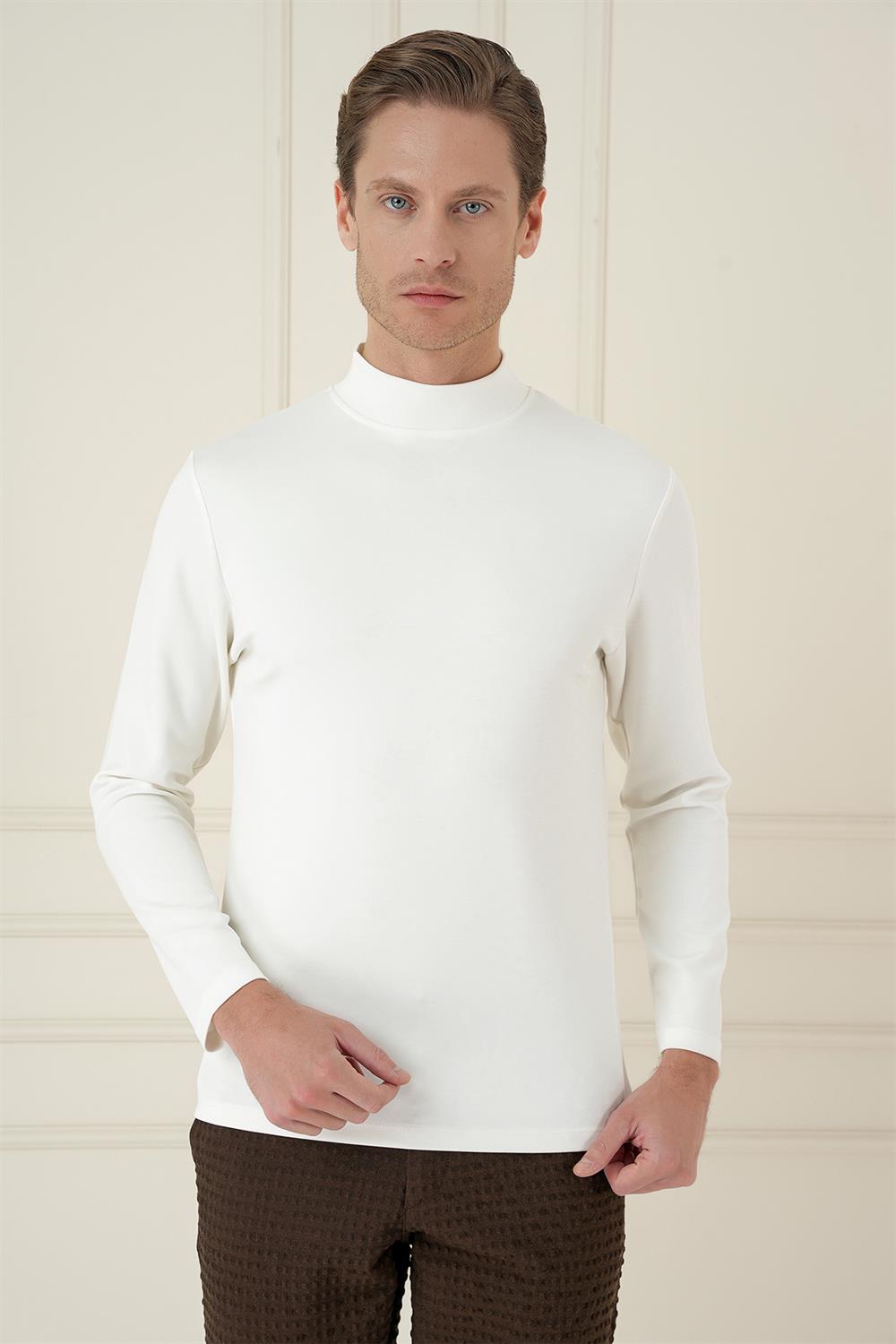 TS 894 Slim Fit Ekru Spor T-Shirt