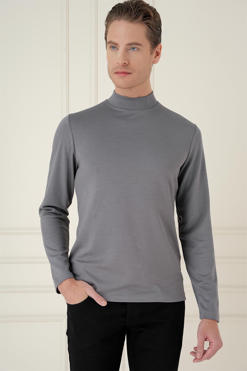TS 894 Slim Fit Füme Spor T-Shirt