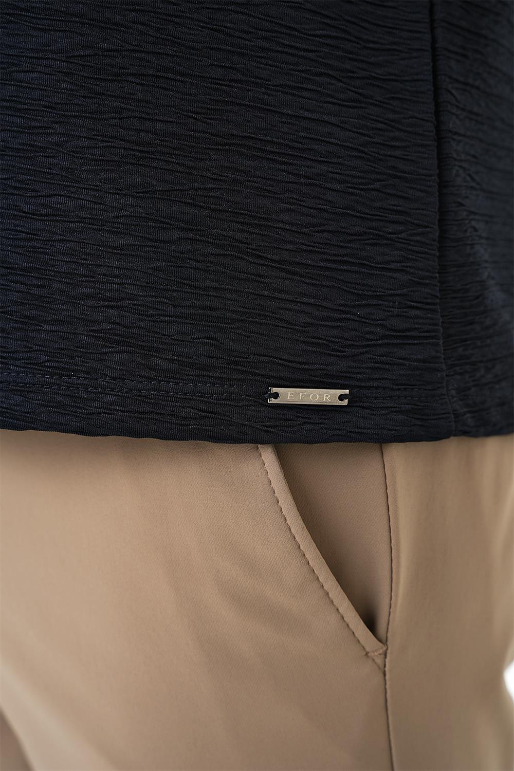 Ts 896 Comfort Fit Bisiklet Yaka Viskon Karışımlı Dokulu Casuel Lacivert Tişört