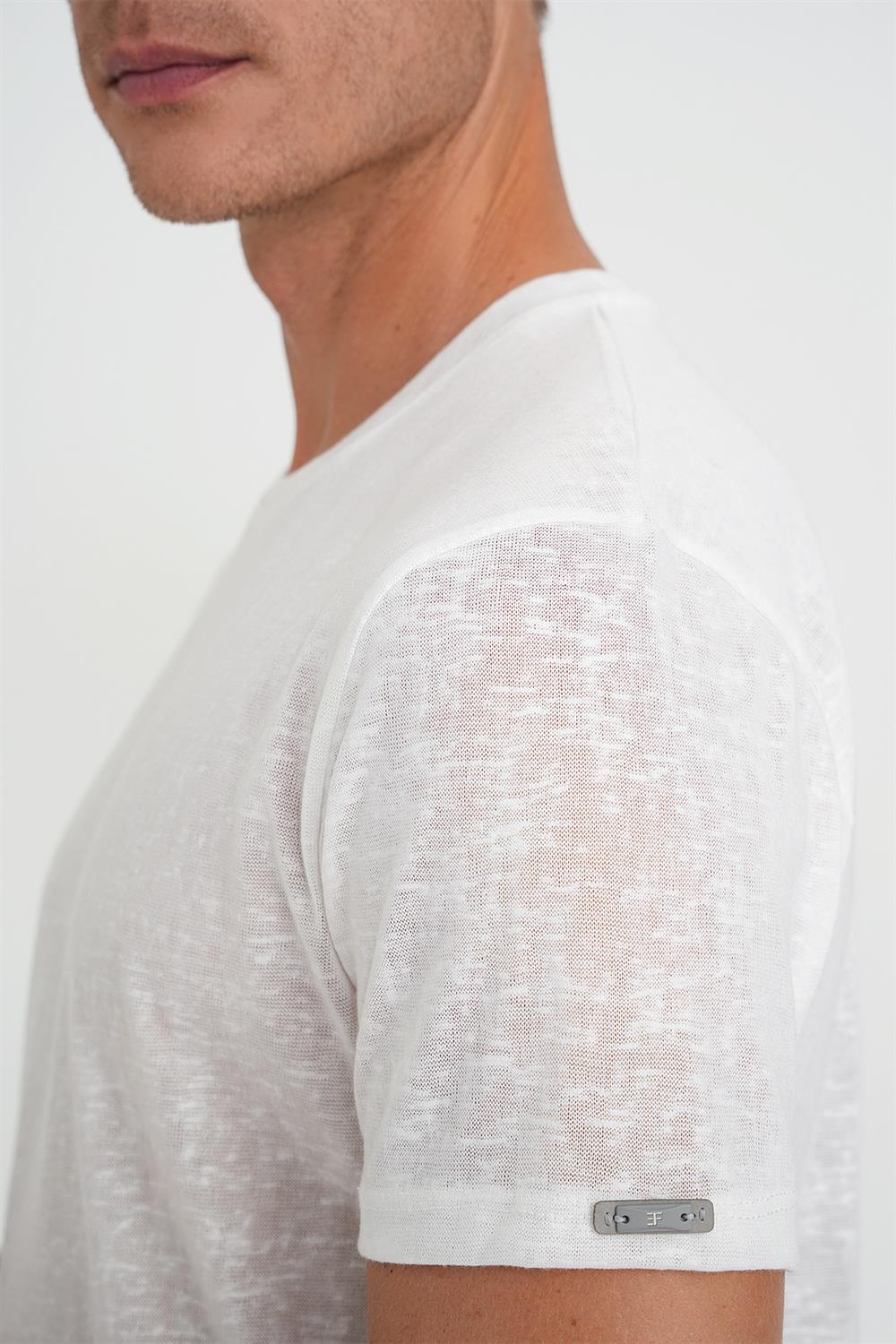 Ts 902 Comfort Fit Bisiklet Yaka Viskon Karışımlı Casual Beyaz Tişört