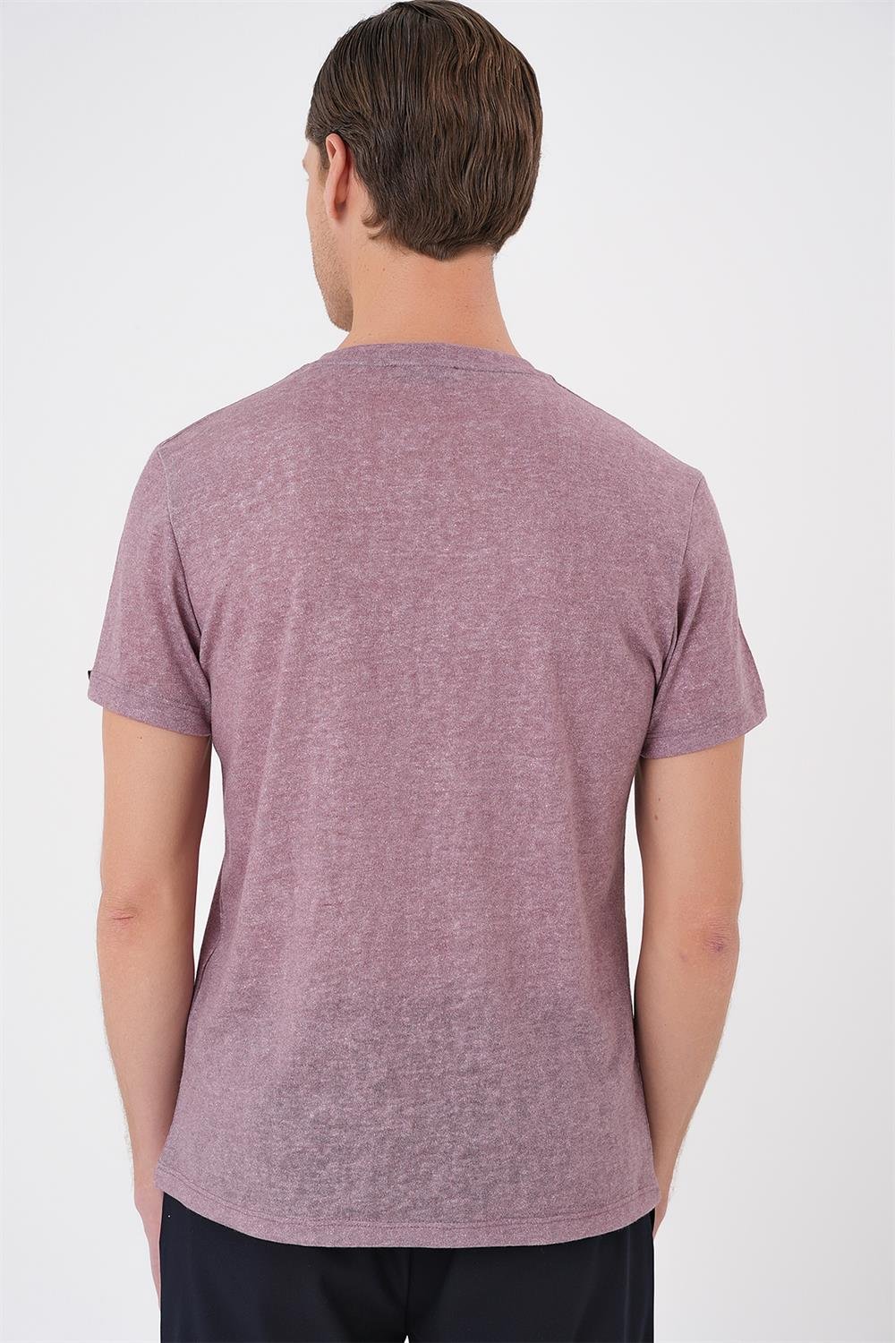 Ts 902 Comfort Fit Bisiklet Yaka Viskon Karışımlı Casual Gül Kurusu Tişört