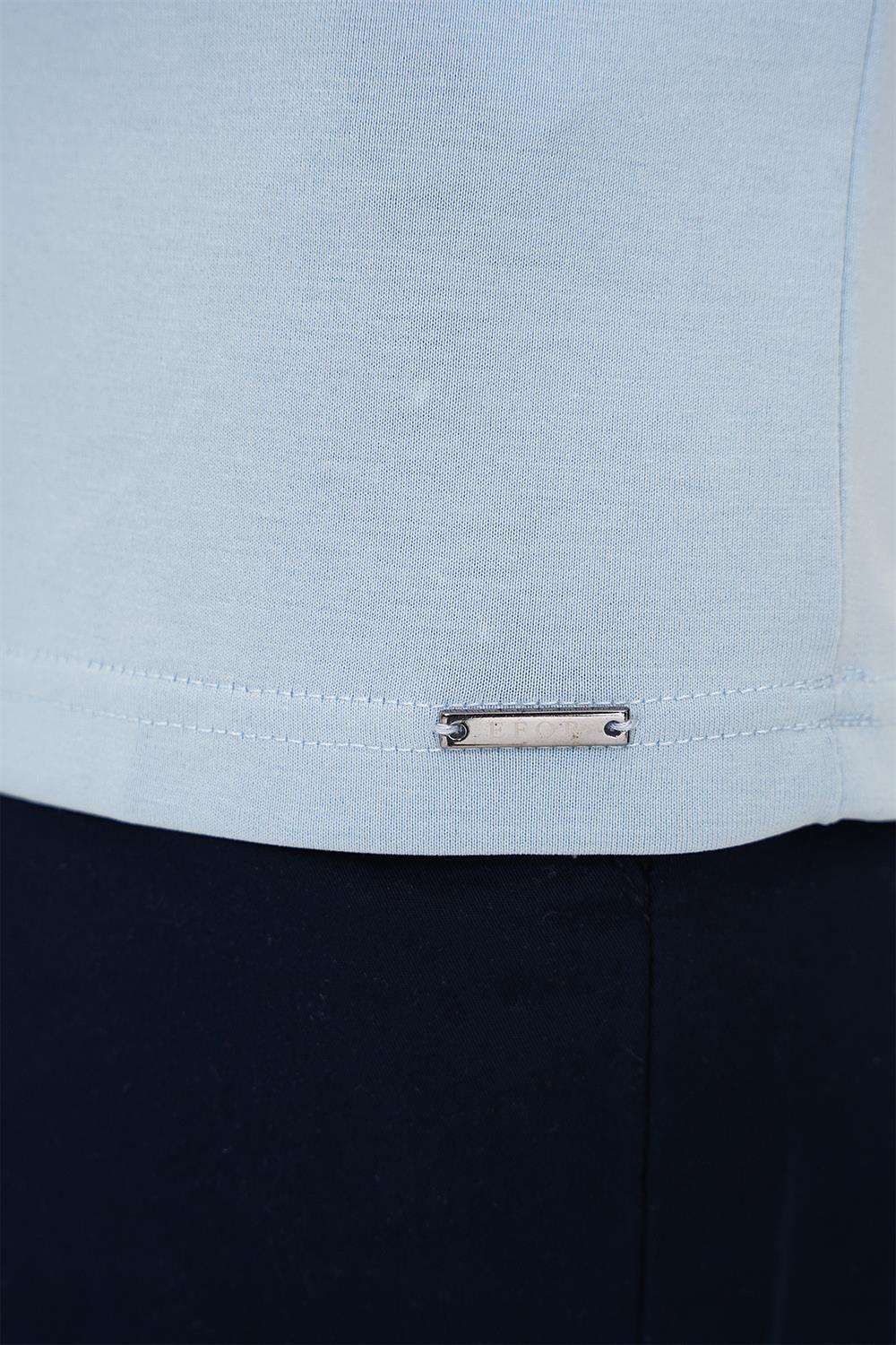 Ts 903 Comfort Fit Polo Yaka Modal Karışım Kısa Kol Casual Mavi Tişört