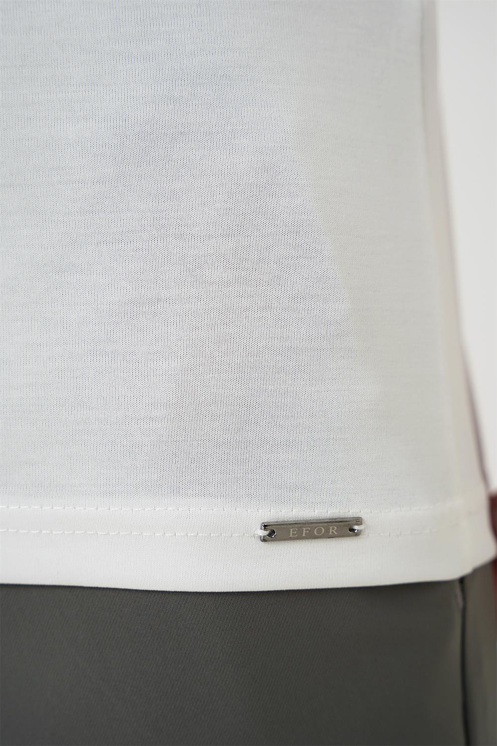 Ts 903 Comfort Fit Polo Yaka Modal Karışım Kısa Kol Casual Ekru Tişört