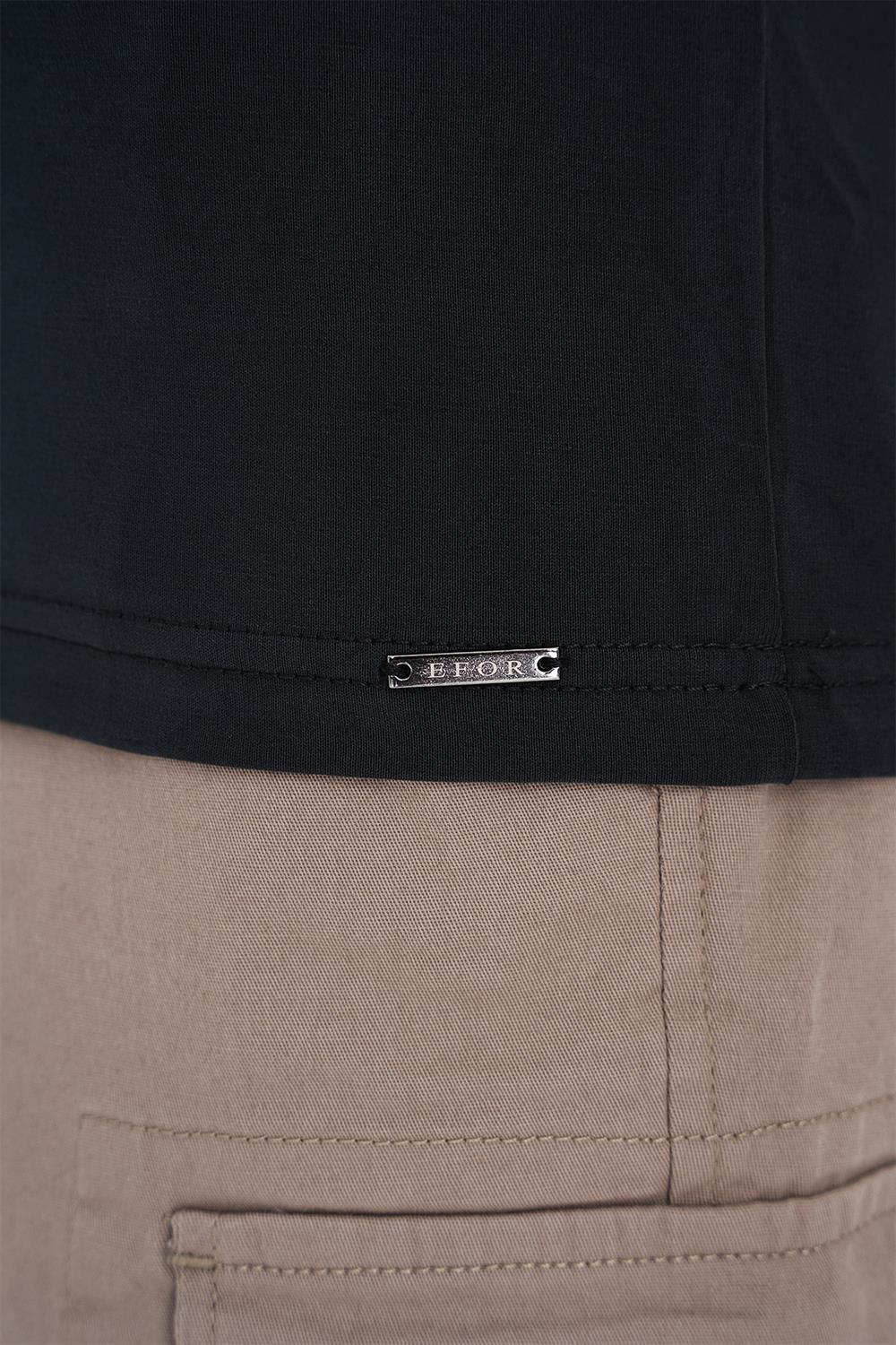 Ts 903 Comfort Fit Polo Yaka Modal Karışım Kısa Kol Casual Siyah Tişört