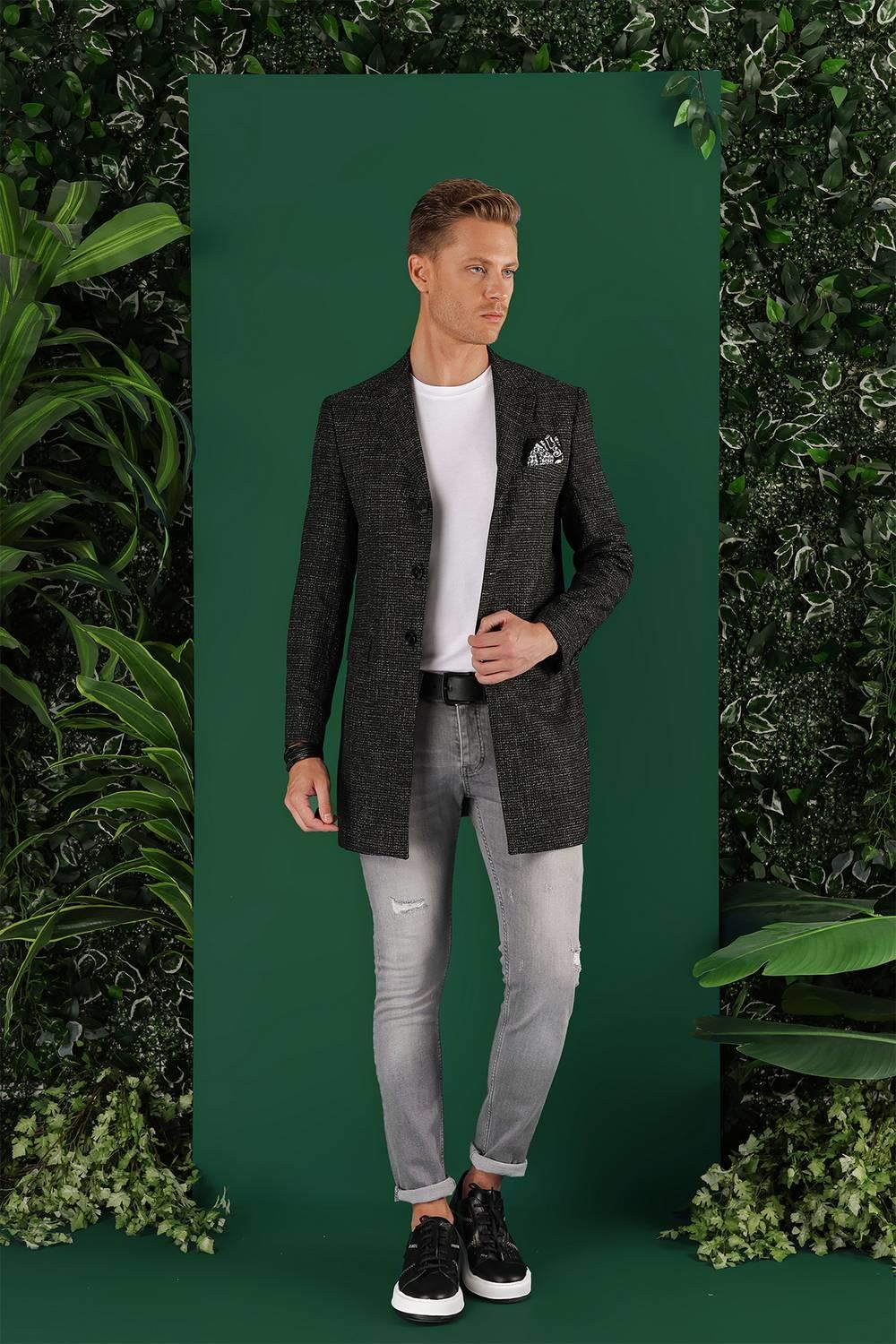 UZUN 01 Slim Fit Siyah Spor Ceket