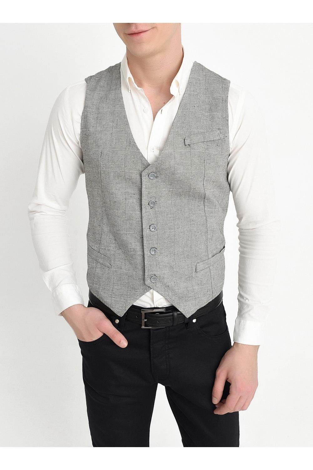 Y 149 Slim Fit Gri Spor Yelek